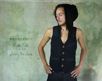 Vest Black Cotton Bugla handmade Psy