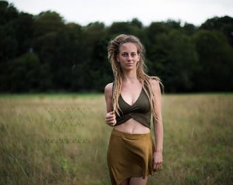 Top Viscose Green Red Orange Black Halter handmade