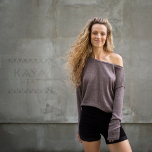 Knit Pullover Vokuhila pale purple, pale olive, pale blue and steel grey image 1