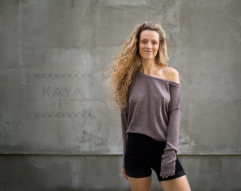 Knit Pullover Vokuhila pale purple, pale olive,pale blue and steel grey