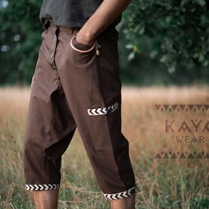 Tribal 3/4 trousers knickerbocker brown black boho cargo trousers