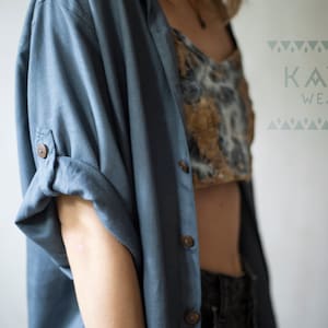 Kimono Hemd Blau Grau Rost Braun Bild 5