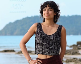 Haut court | Viscose légère | À motifs | Bohème