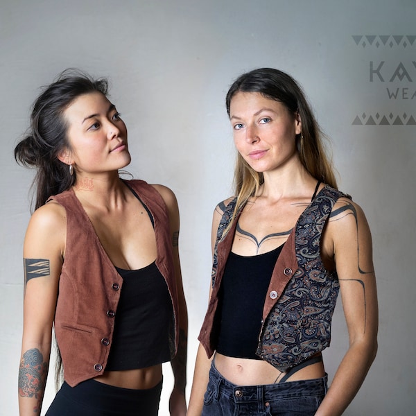 2-in-1 Cord Sari Reversible Vest