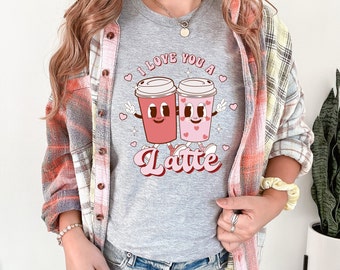 Red & Pink Matte Clear Film Screen Print Transfer - I Love You a Latte Coffee Cups, DIY Craft Transfer, Heat Transfer Vinyl, Coffee Lovers