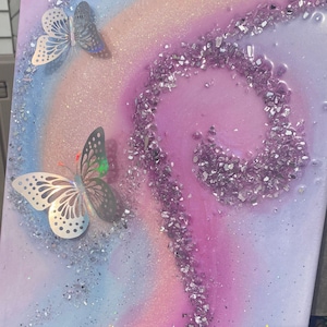 Butterfly dreams, girl room, teen room decor, abstract art, original artwork, cute girl decor