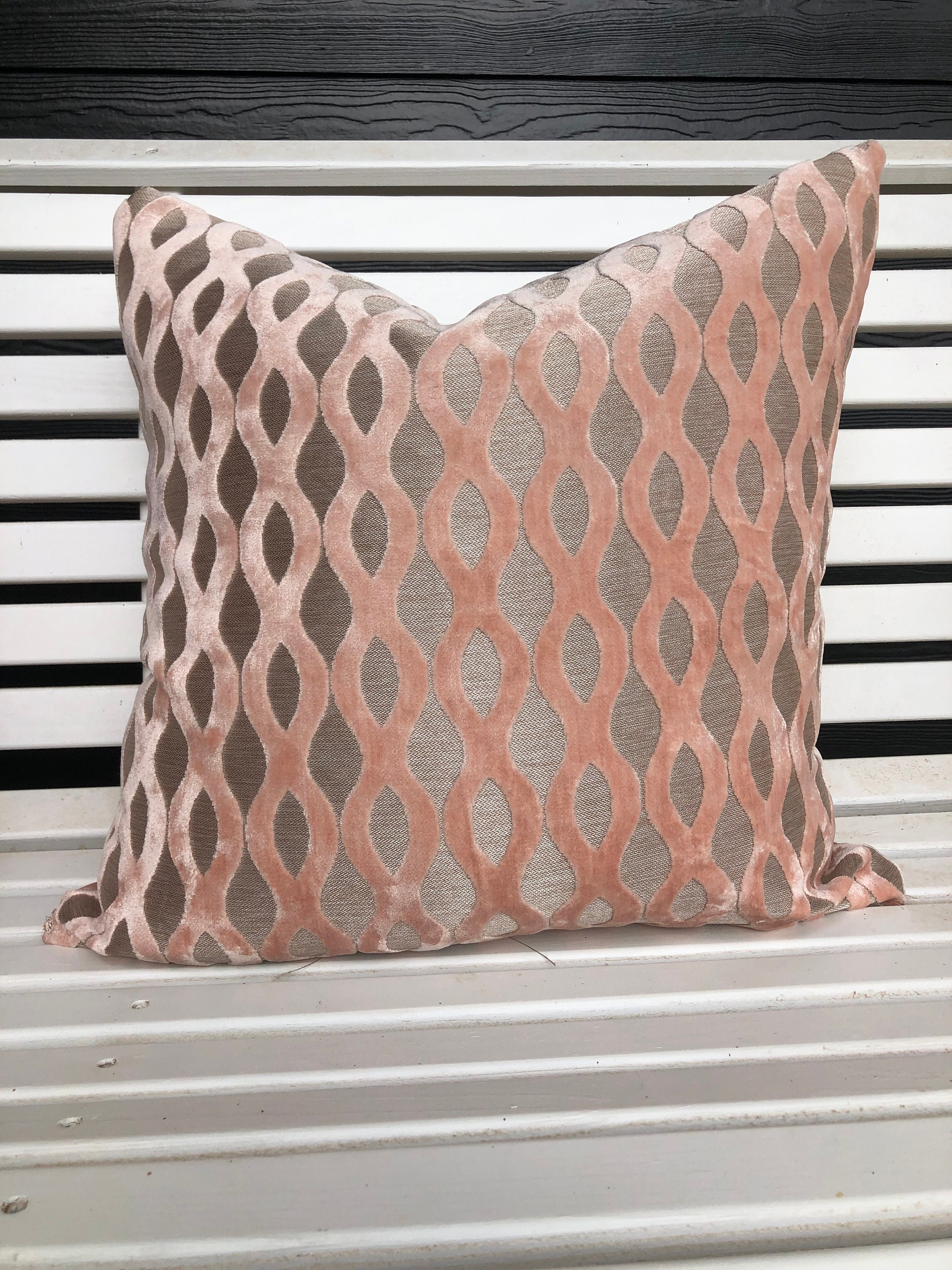 Taupe & Pink Patterned Pillow Cover Etsy