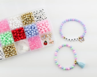 Stacked Sweetly Hello Spring DIY Stretchy Bracelet Craft Kit Activity, Friendship Bracelets, Easter Basket Gift, Bracelet Kit, Birthday Gift