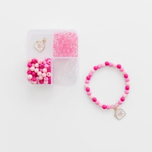 Valentine Party Favors, Kids DIY mini stretchy bracelet craft kit, activity box craft for kids, Valentine&#39;s Day Jewelry, Stacked Sweetly