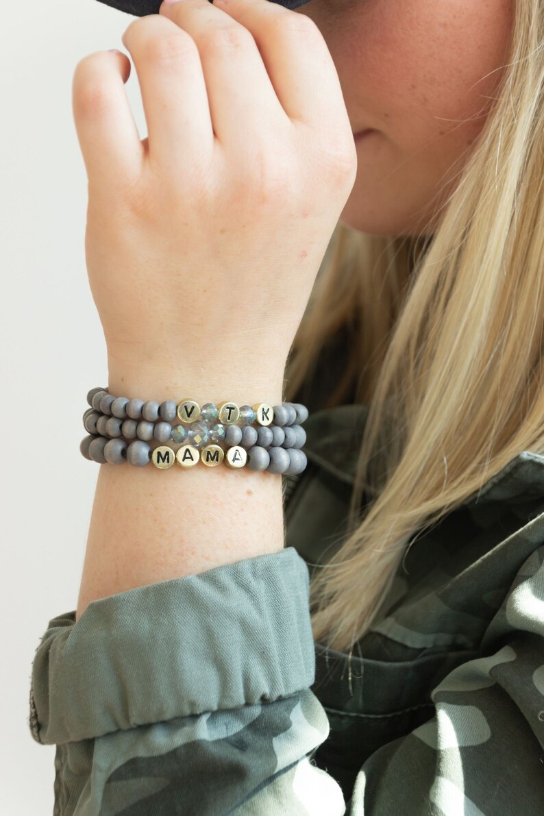 Custom Word Beaded Bracelets Stacked Sweetly Name Bracelet NEW! Personalized Custom Beaded Name Bracelets