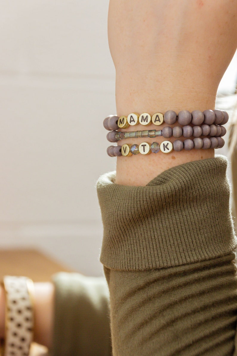 Custom Word Beaded Bracelets Stacked Sweetly Name Bracelet NEW! Personalized Custom Beaded Name Bracelets
