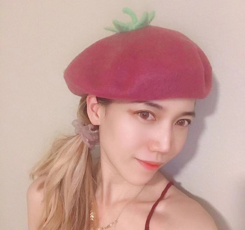 handmade Beret Veggie Lover/'s gift Party Hat Purple Hat Eggplant Hat Valentine/'s day gift Purple Beret Birthday gift Wool beret