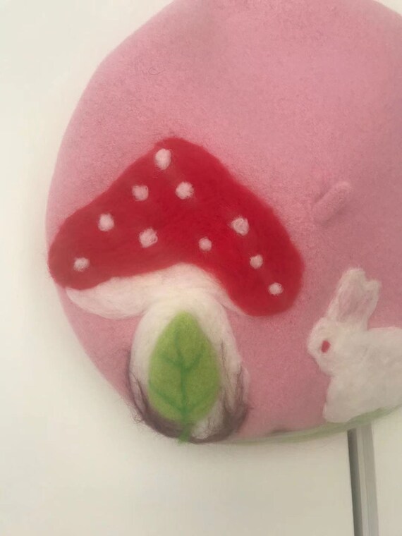 Cute Pink Beret Hat Handmade Wool Beret 
