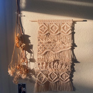 Handmade Medium Macrame Wall Hanging Without Yarn 8&quot;Wx16&quot;L