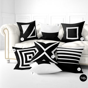 Black and White Geometric Throw Pillow, Mix and Match Horizontal lines Pillow Cover, Modern Abstract Pillow, Minimalist Black Pillow Cover