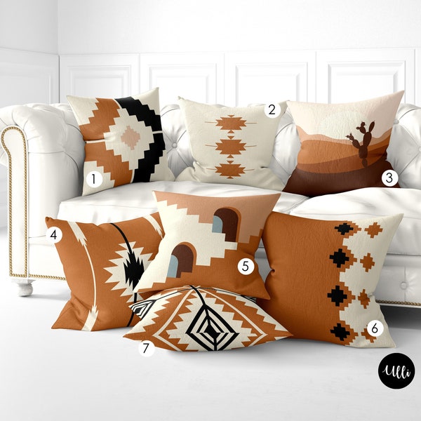 Orange Southwestern PILLOW COVERS, AZTEC Pillow Covers, Mix & Match Pillow Covers, Rustic Pillow Cover, Abstract Pillows, Geometric Pillow