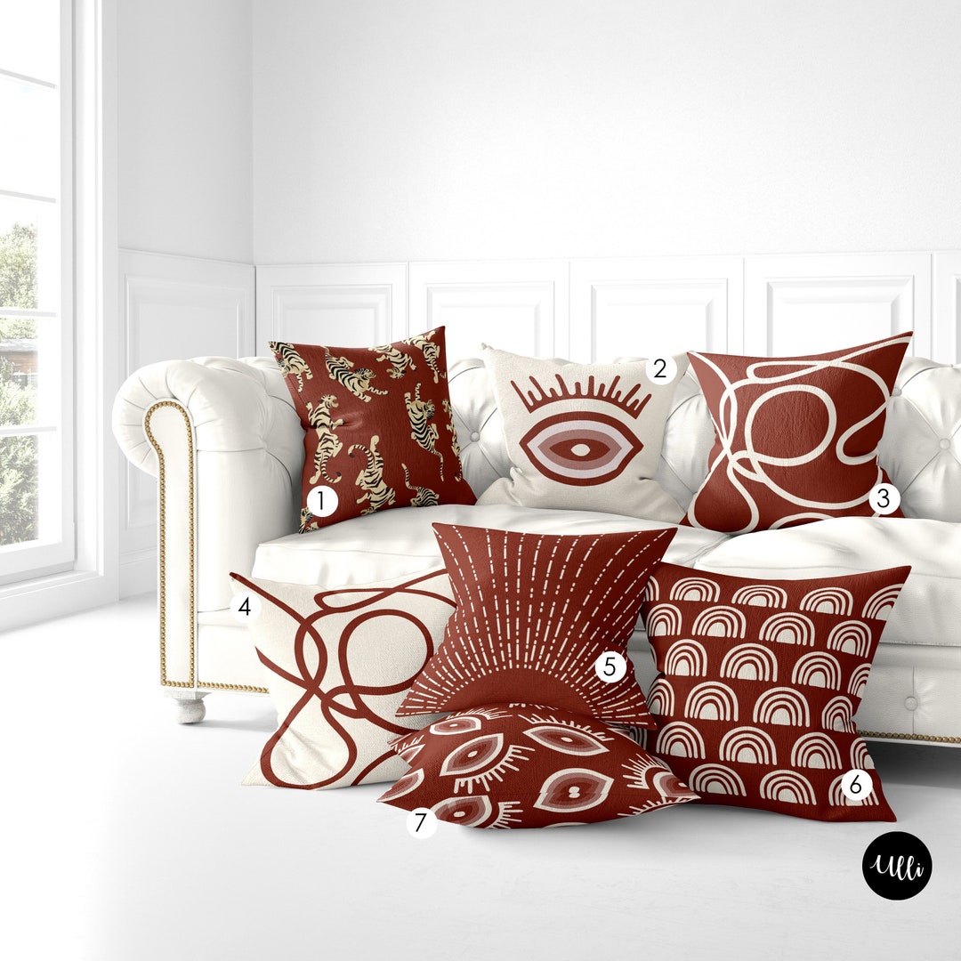 Boho Throw PILLOWS Burnt Orange Boho PILLOW COVER Rust Boho - Etsy