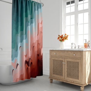 Mid-century Modern Shower Curtain, Boho Bath Curtain, Minimalist