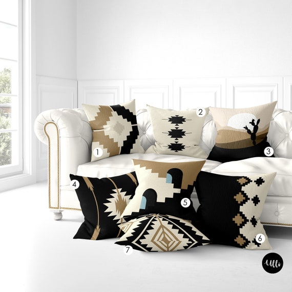 Black and top white aztec pillow
