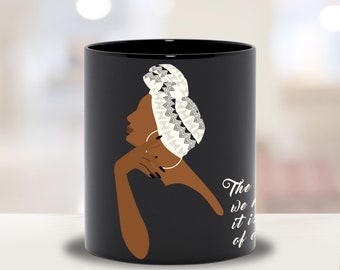 African American Woman Mug, Black Girl, Coffee, Sisters, Head Wrap, Fashionista, Friendship, Gift, Sister, Friend, Mother, Office, Afro