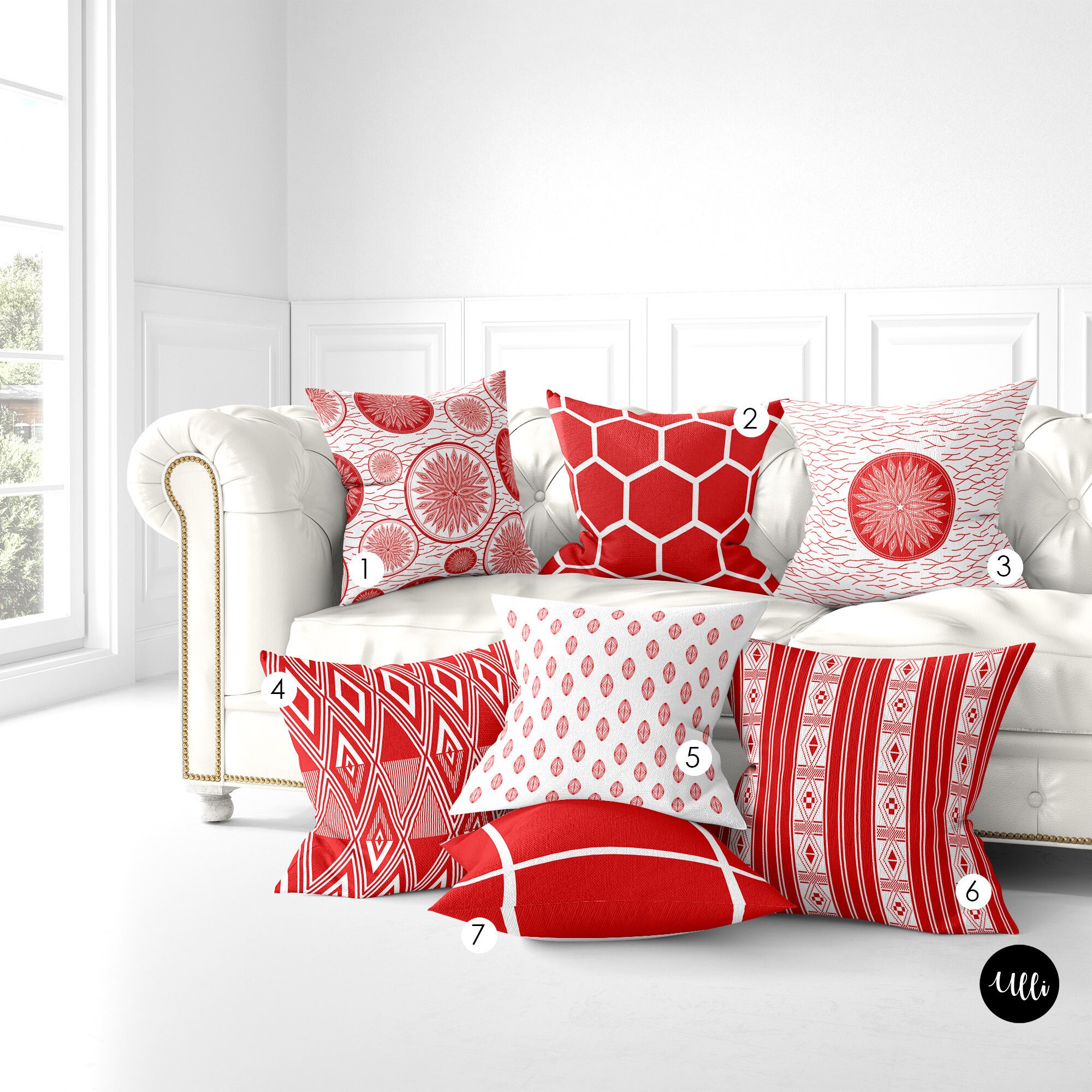 Red and White Pillow Cover Red Ankara Fabric Throw Pillow Etsy