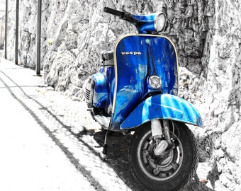 Vintage Vespa Scooter Art Print: Sorrento Italy Travel Photography (Digital Download)