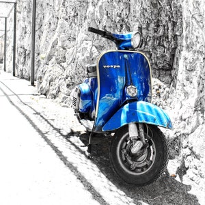 Vintage Vespa Scooter Art Print of Sorrento, Italy (2008) - Timeless Wedding Gift for Newlyweds & Printed Artwork