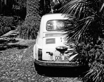Sorrento Italy Fiat 500 Print: Vintage Black and White Photography (Digital Download)