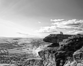 Curbar Edge Black and White Photography Print (Instant Download)