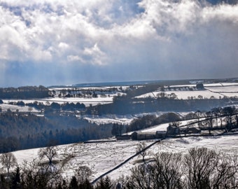 Wintery Farmhouse, Loxley Valley, UK (2018) - Seasonal Landscape Photography, Printable Poster, Original Artwork