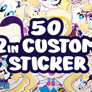CUSTOM 50qty 2&quot; Inches Diecut Lamination Stickers for Planners, Journals, Laptop, Notebooks with Holographic Overlay