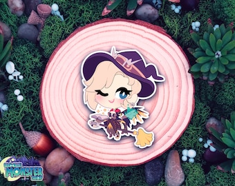 Chibi Wild Witch Wetterfest Matte Diecut Sticker, Aufkleber, Niedlich