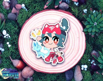 Chibi Fuchs Spirit Wetterfest Matt Gestanzte Sticker, Aufkleber, Niedlich
