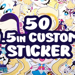 CUSTOM 50qty 1.5&quot; Inches Diecut Lamination Stickers for Planners, Journals, Laptop, Notebooks with Holographic Overlay