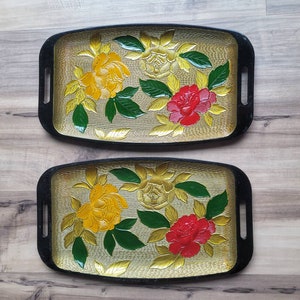 Japanese vintage laquerwear tray handpainted shirokiya set