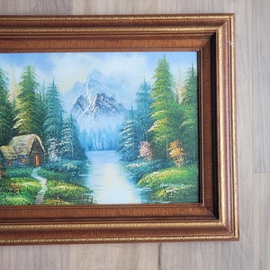 Oil painting cabin landscape mexico frame