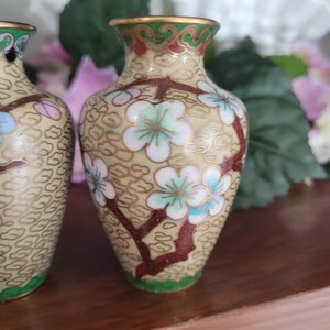 Vintage chinese cloisonne vase set mini 3inch