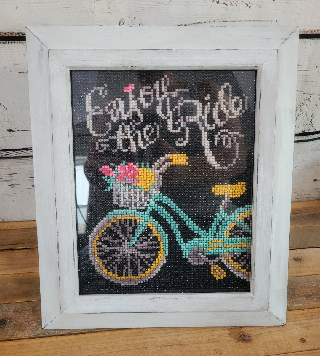 Jeweled Picture Bike Jewel Flower Bike Picture Etsy