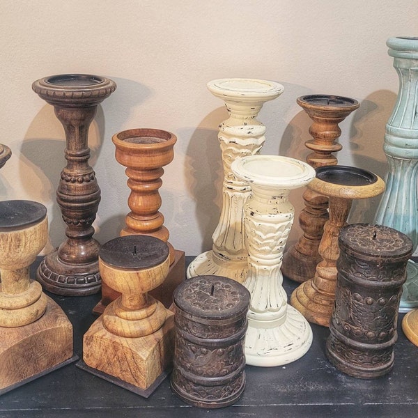 Wooden Candle Sticks Etsy