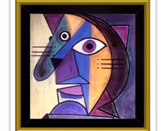 Cubist Art Rabbit Art & Collectibles Oil Cubism oil painting Rabbit portrait Cubism ...