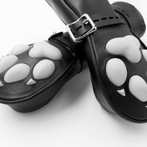 CUSTOMIZABLE Leather Mittens Mitts Gloves with SILICONE Puppy Paw Pads and Lockable Buckles LONG image 5