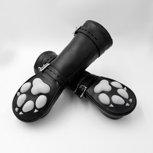 CUSTOMIZABLE Leather Mittens Mitts Gloves with SILICONE Puppy Paw Pads and Lockable Buckles LONG image 1