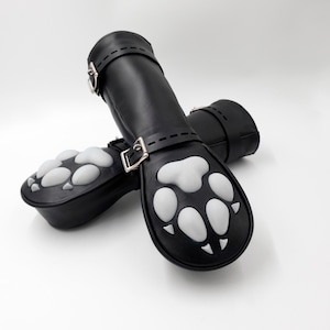 CUSTOMIZABLE Leather Mittens Mitts Gloves with SILICONE Puppy Paw Pads and Lockable Buckles LONG image 2