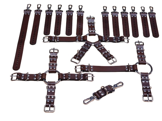 BDSM Leather Hogtie Connector, bondage hogties