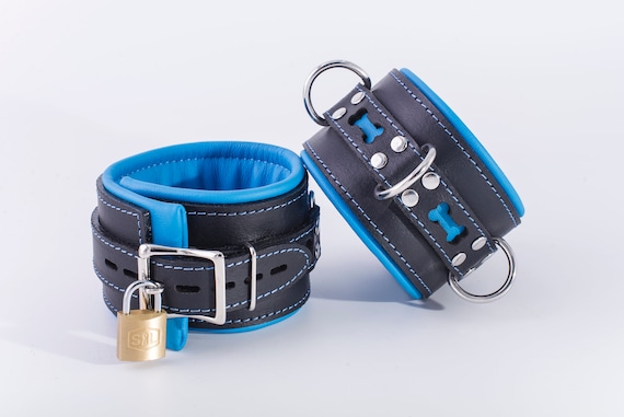CUSTOMIZABLE BDSM Leather Ankle Cuffs, Restraints - Puppy Play, Kitten Play, Leather Handcuffs