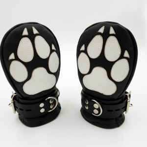 CUSTOMIZABLE Leather Mittens Mitts Gloves with Puppy Paw Pads and Lockable Buckles ~ SHORT