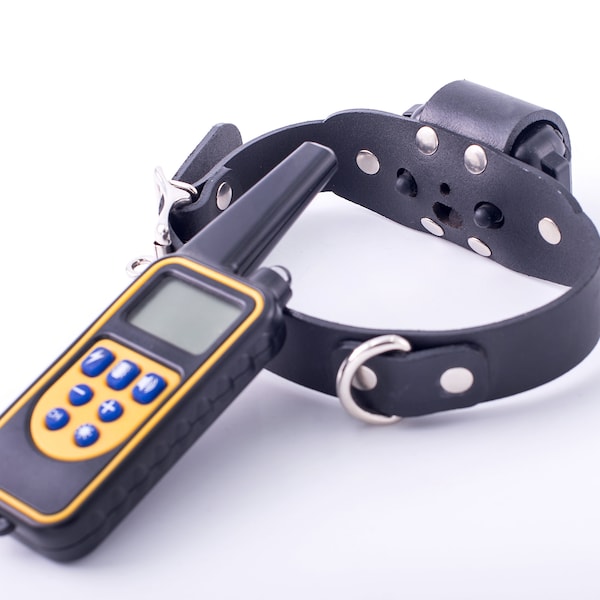 Electric collar, training collar, electro stimulation, e-stim - BDSM leather collar with shock module