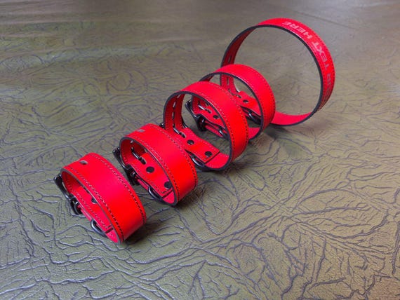 CUSTOMIZABLE BDSM Leather  Collar, Wrist & Ankle Cuffs Set, Restraints - Puppy Play, Kitten Play, Leather Handcuffs Set