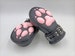 BDSM Leather Mittens Mitts Gloves with SILICONE paw pads and lockable buckles ~ SHORT 