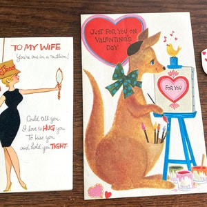 Lot de 3 cartes de la Saint-Valentin vintage des années 1960 - d'occasion